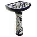 Mexican Talavera Pedestal Sink Pluma Azul